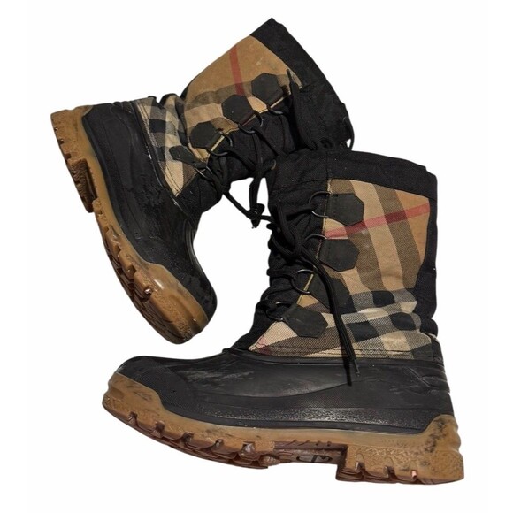 Burberry Nova Check Weather Resistant Lug Sole Tie Snow Boots Size US 6 - Picture 4 of 16